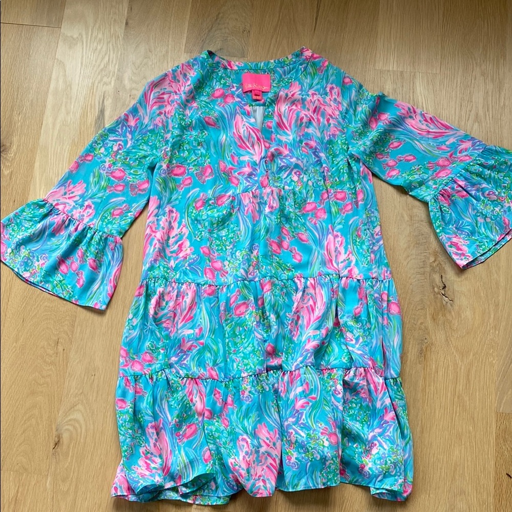 Lilly Pulitzer Tiered Ruffled Dress with Bell Sleeves